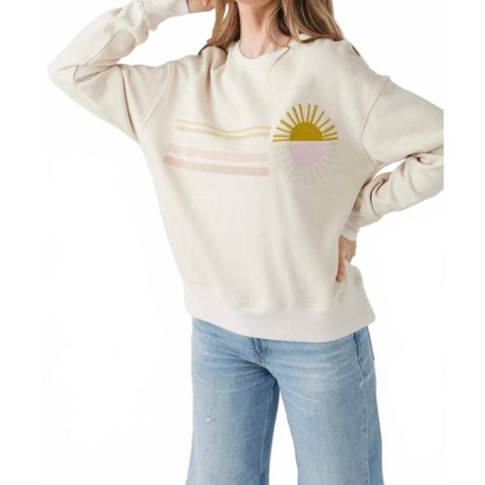 Sol Angeles Solstice Slub Ecru Fleece Sweater XS